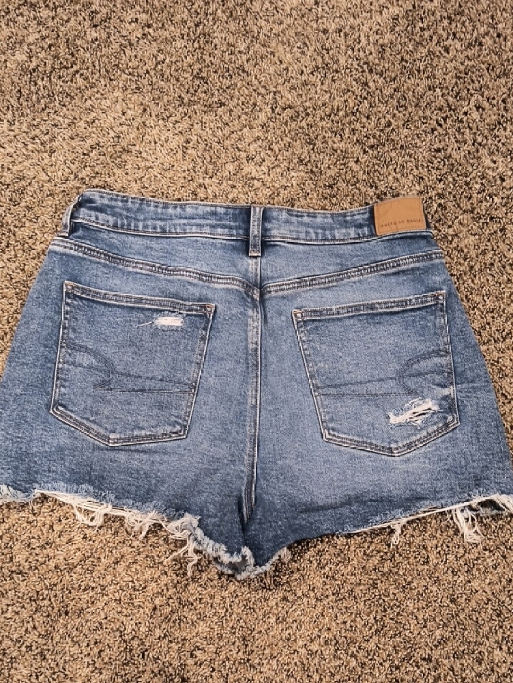 American Eagle Outfitters Blue Distressed High-Rise Jean Shorts - Picture 2 of 4